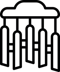 Simple black and white line art illustration of a wind chime
