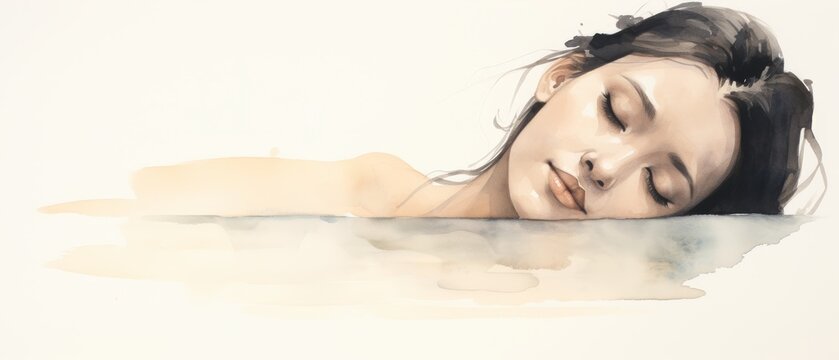 Peaceful Woman Portrait for Wellness and Relaxation Generative AI