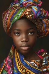 Fototapeta premium Young child wearing traditional headgear, ideal for cultural or ethnic themed illustrations