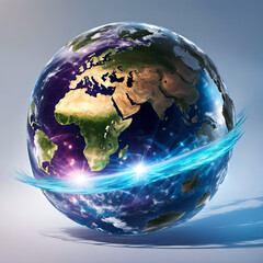 Illustration of Big Earth with magnetic field impact magnetosphere high quality colorful isolated images