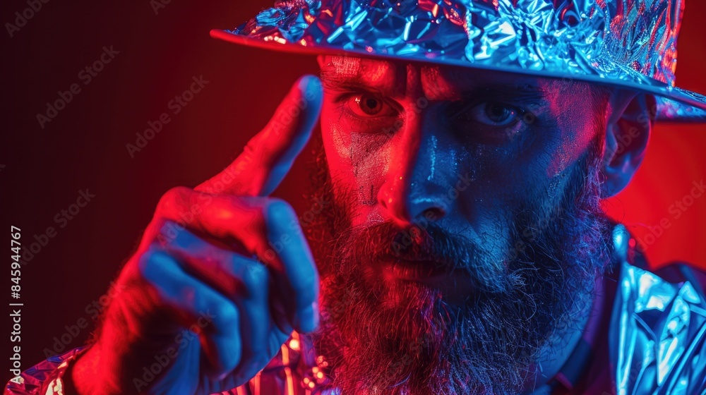 Aufkleber A portrait of a man with a long beard and a hat, providing a unique and interesting character image