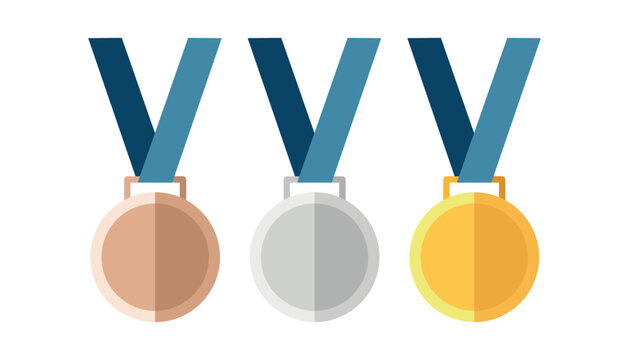 Colored vector set of medals. Bronze, silver, and gold medal