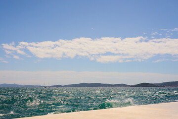 Waves on seacoast of Adriatic sea in Zadar Croatia.
