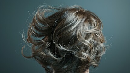 Fototapeta premium A woman's hair is blowing in the wind, an outdoor scene