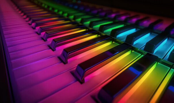 Abstract colorful piano keyboard as wallpaper background