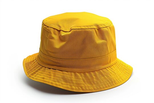 A single yellow hat sits on a clean white background, ideal for use in e-commerce, branding or design projects