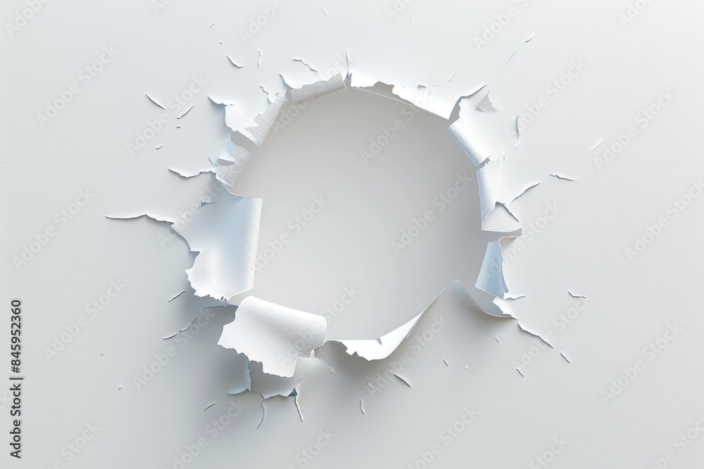 Poster a white paper with a circular hole in the center, suitable for use as a prop or decoration