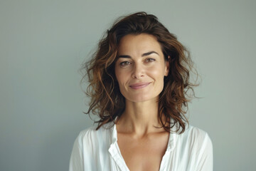 Fototapeta premium A close up portrait of a woman with a subtle smile