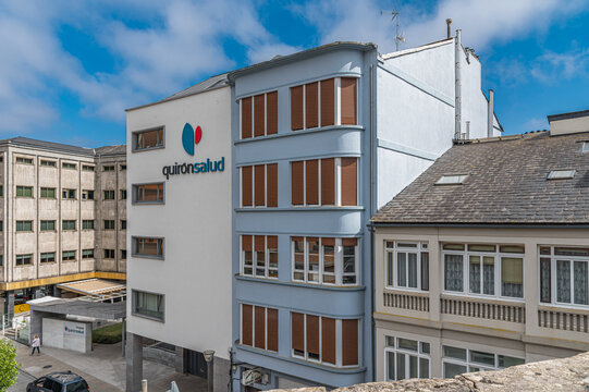LUGO, SPAIN - AUGUST 26, 2022: Facade of QuironSalud Hospital in Lugo, Spain