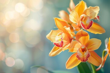 Fototapeta premium Vibrant Orchid Flower on Gray Background for Beauty and Nature Concepts Generative AI