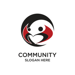 Community logo design simple concept Premium vector