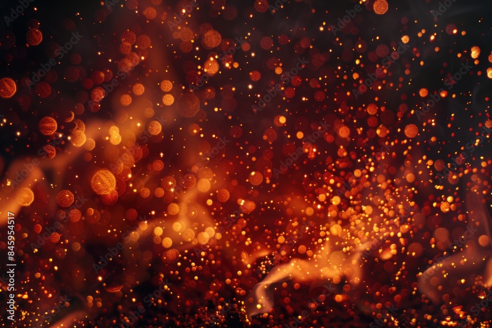 Poster A blurry image of flames with many lights, suitable for use in scenes where a warm glow is needed
