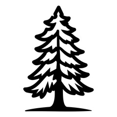 Fototapeta premium Silhouette of a pine tree in black and white, symbolizing nature and forestry.