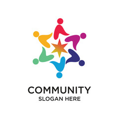 Community logo design simple concept Premium vector
