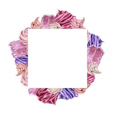 Illustration sweet marshmallow pink, violet. For cards, congratulations, menus, restaurants, bistros, cafes, shops, parties
