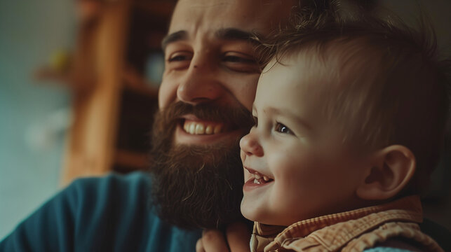 Photo of a happy father with a child for Father's Day