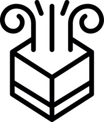 Fototapeta premium Line art illustration of an open cube releasing spiral shapes, representing the concept of releasing ideas and creativity