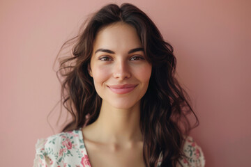 Fototapeta premium A close up portrait of a woman with a subtle smile