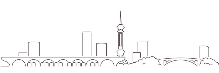 Shijiazhuang Dark Line Simple Minimalist Skyline With White Background