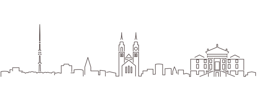 Winterthur Dark Line Simple Minimalist Skyline With White Background