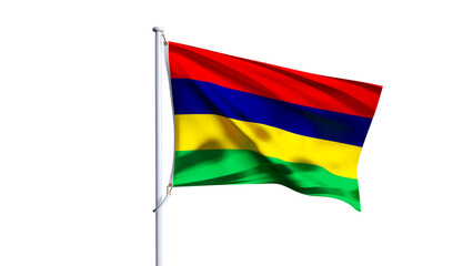 Waving flag of mauritius isolated on transparent background.