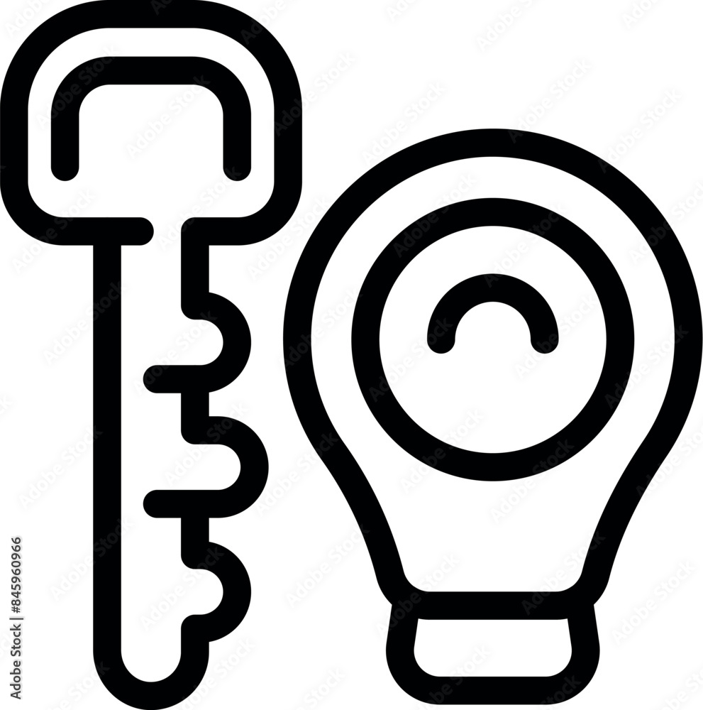 Poster key unlocking a light bulb representing finding a solution to a problem