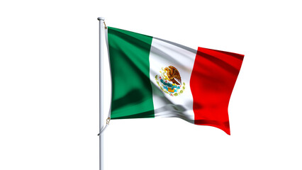 Waving flag of mexico isolated on transparent background.