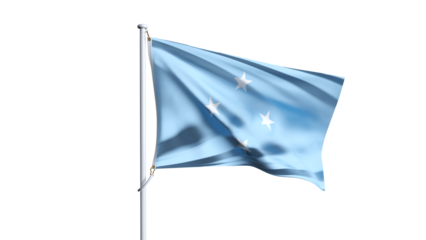 Waving flag of micronesia isolated on transparent background.