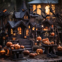 Obraz premium Spooky Season Decorations for a Whimsical Halloween Party Generative AI