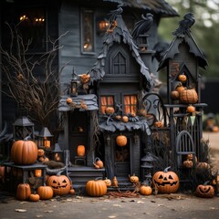 Spooky Halloween Decorations for a Rustic Home Generative AI