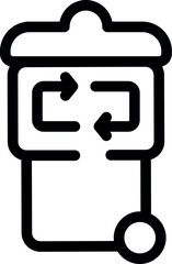 Simple black and white icon of a recycling bin with arrows, promoting environmental responsibility and waste management