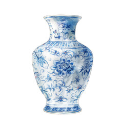 Ornate Blue and White Porcelain Vase with Floral Pattern