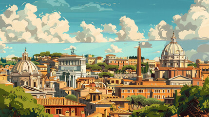 Obraz premium Illustration of Rome city landscape