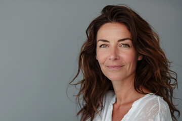 A close up portrait of a woman with a subtle smile