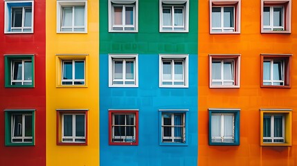 Fototapeta premium Colorful building wall ful view
