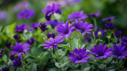 Obraz premium Italian Aster King George A Compact Perennial with Dark Green Foliage and Vibrant Violet Blue Daisies