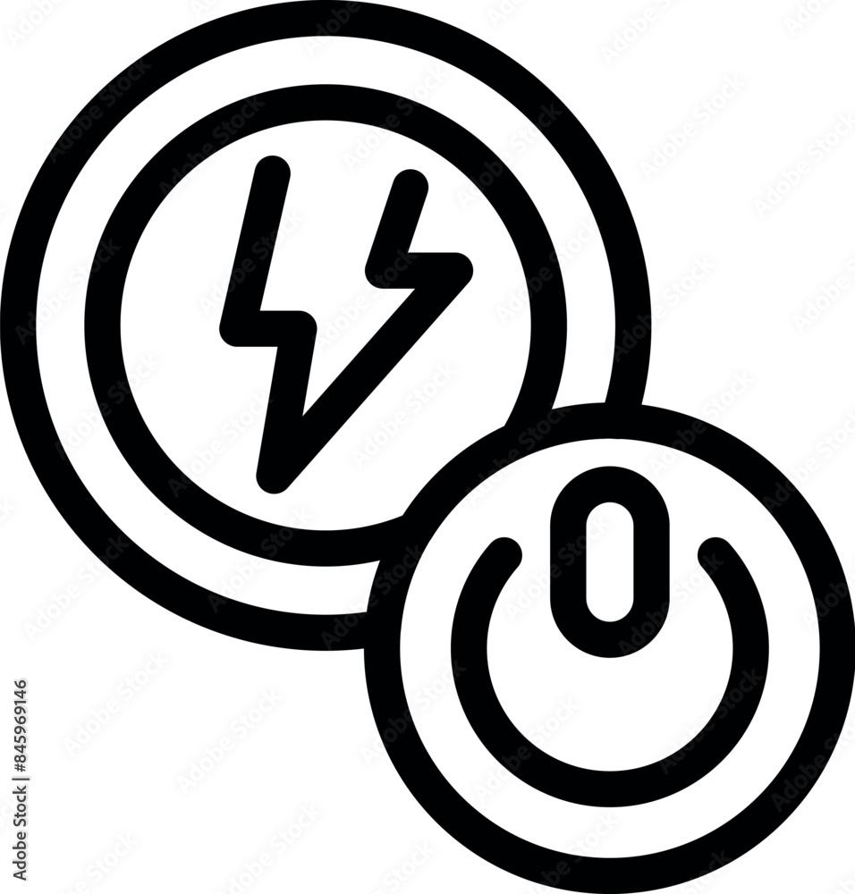 Wall mural simple design of a power button icon with a lightning bolt, representing energy and electricity - Wall murals