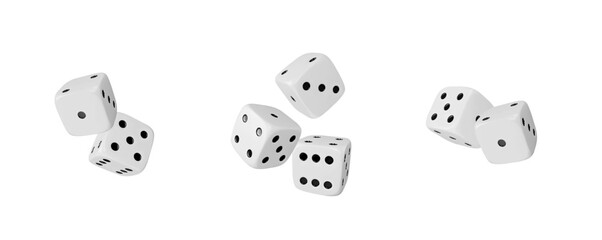 A set of 3D white cubes for games and leisure. Isolated background.