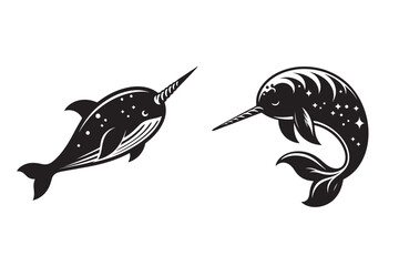  Narwhal vector sillhouette Illustration