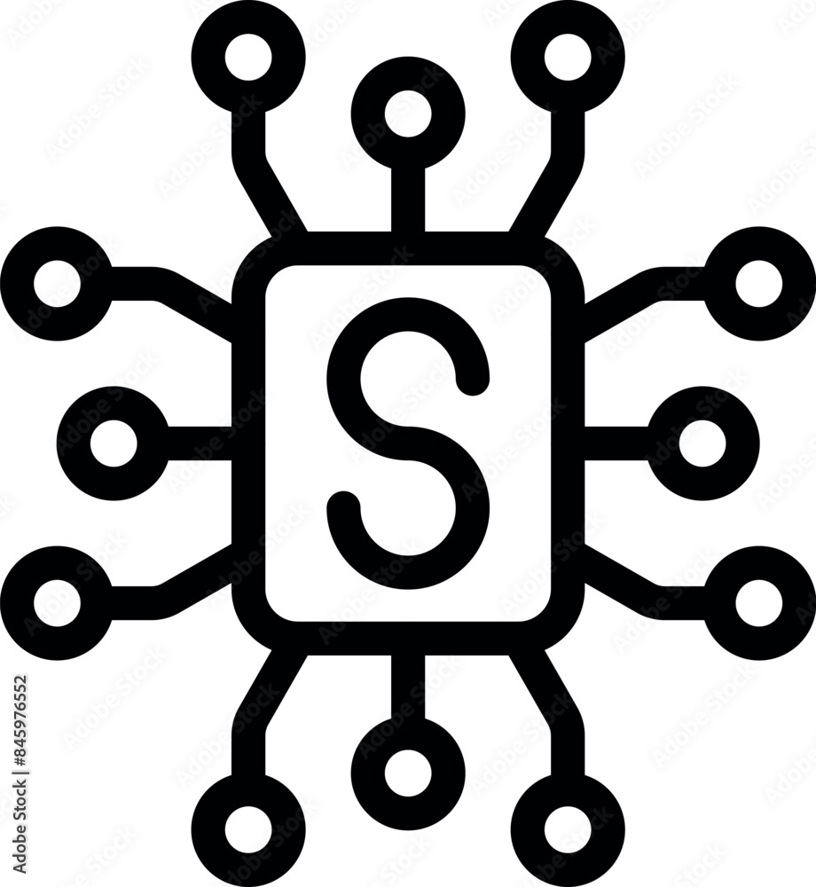 Poster system on chip soc processor is connecting with lines icon for apps and websites