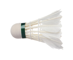 One feather badminton shuttlecock isolated on white