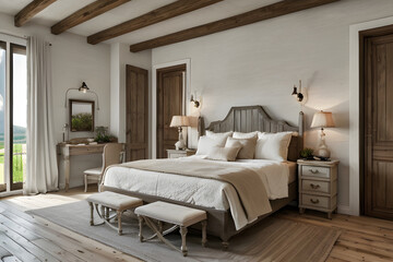 3D interior design of modern luxury bedroom room