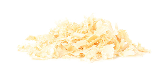 Pile of natural sawdust isolated on white