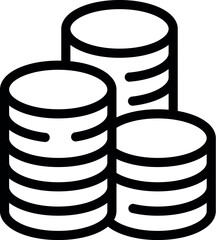 Obraz premium Simple line art icon of three stacks of coins increasing in size, symbolizing financial growth