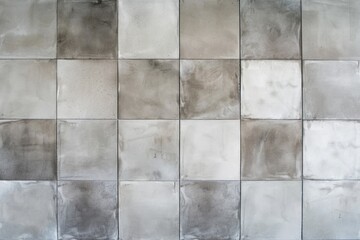 Modern style of concrete wall decoration showing a set of square tiles with various shades of grey. The smooth surface is perfect for backgrounds