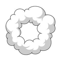 Cartoon illustration of smoke. Comic image of steam, cloud or fog.