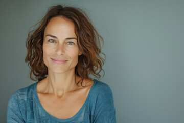 Obraz premium A close up portrait of a woman with a subtle smile