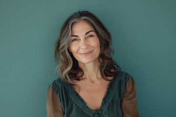 Fototapeta premium A close up portrait of a woman with a subtle smile