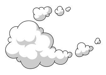 Cartoon illustration of smoke. Comic image of steam, cloud or fog.