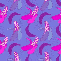 Abstract cartoon summer fruit seamless banana pattern for wrapping paper